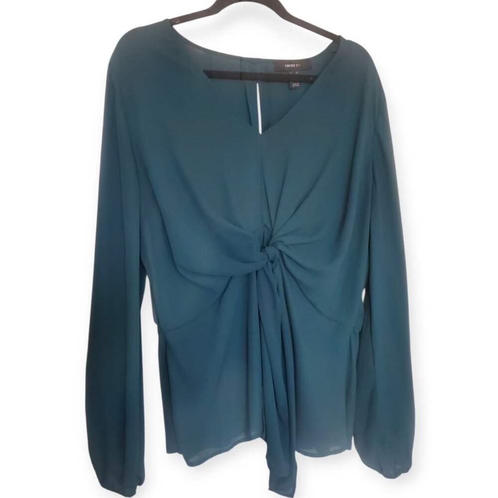 Forever 21+ Dark Green Long Sleeve Top 2X